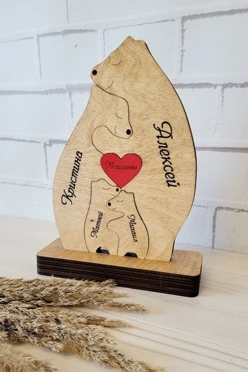 Статуэтка пазл из дерева "Семья", 18х14 см