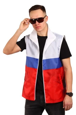 Жилет Брендон без капюшона унисекс, с полной запечаткой "Russia"