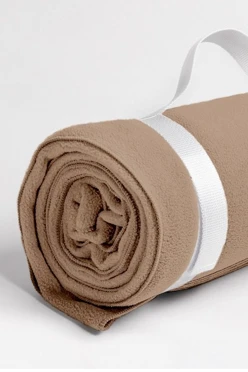 Плед Вдохновение (с ремешком) флисовый 155х170 см, однотонный бежевый