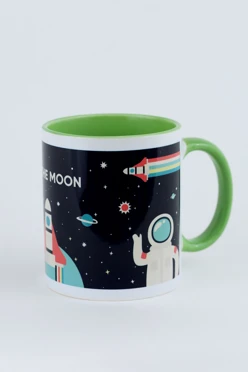 Кружка цветная внутри с цветной ручкой, с полной запечаткой "To the moon"
