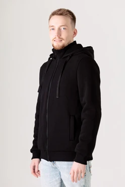 Балахон Джеймс из футера на флисе унисекс, однотонный черный