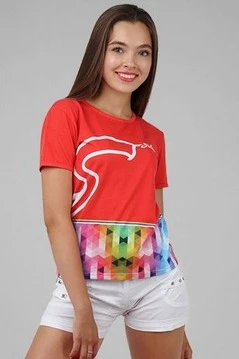 Футболка Гэлэкси женская из кулирки пэ с полной запечаткой