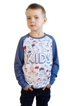 Лонгслив Спэйс Плюс детский из примы с полной запечаткой