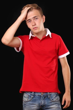 Поло Найт унисекс, комбинированная красная