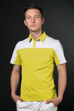 Поло Драйв унисекс, комбинированная лимонная с белой вставкой