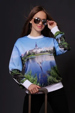 Свитшот Гарри унисекс из адидаса с полной запечаткой "Достопримечательности"