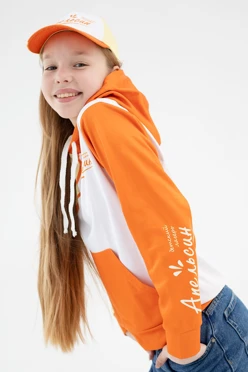 Худи Томми детский из адидаса с полной запечаткой "Апельсин"