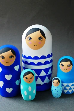 Матрешка "Синий набор", матовая, средняя, 5 шт