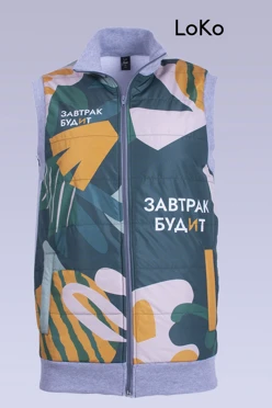 Жилет Холли из футера со стежкой унисекс, с частичной запечаткой