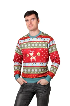 Свитшот Гарри унисекс из адидаса с полной запечаткой "Новогодний"