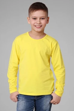 Лонгслив Атлетик Плюс детский, однотонный лимонный