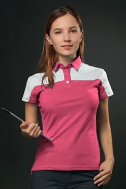 Поло Драйв женская, комбинированная розовая с белой вставкой