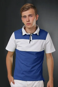 Поло Темп унисекс, комбинированная темно-синяя с белой вставкой