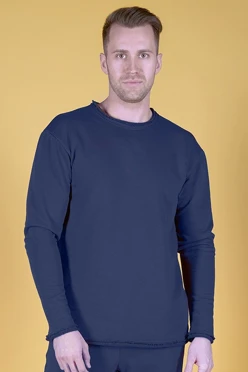 Толстовка Мартин из футера унисекс, однотонная темно-синяя