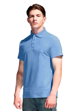 Поло Нэкст унисекс (Stan), однотонная светло-синяя