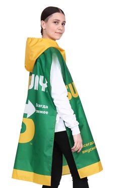 Накидка из оксфорда с капюшоном 62х95 см, с полной запечаткой "Subway"