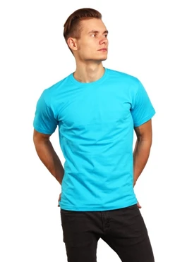 Футболка Премиум унисекс (Modern), однотонная небесная