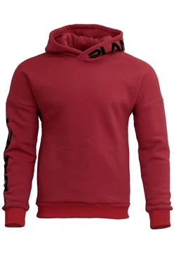 Худи Кинг из футера унисекс, однотонная темно-красная