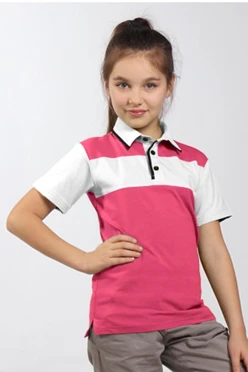 Поло Темп детская, комбинированная розовая с белой вставкой