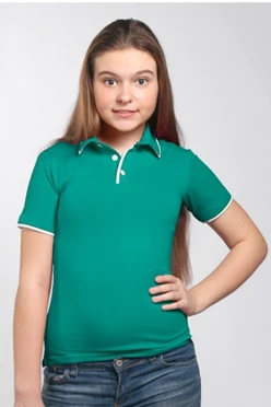 Поло Лайн детская, комбинированная бирюзовая