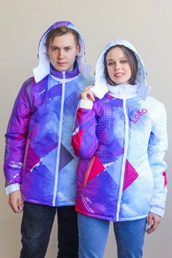 Куртка Арктик с капюшоном на синтепоне унисекс, с полной запечаткой "Iceberg"