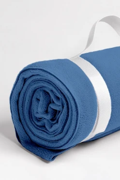 Плед Свиток (с ремешком и вставкой из оксфорда) флисовый 155х170 см, однотонный голубой