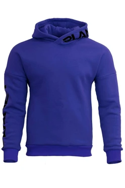 Худи Кинг из футера унисекс, однотонная синяя