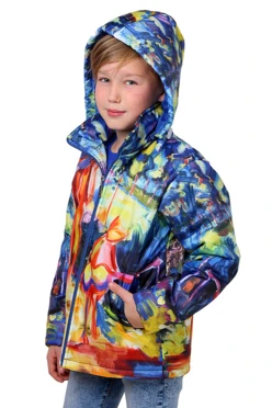 Куртка Норд с капюшоном на синтепоне детская, с полной запечаткой