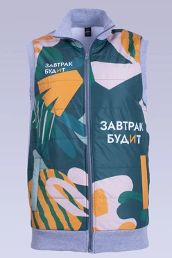 Жилет Холли из футера со стежкой унисекс, с частичной запечаткой "Завтрак"