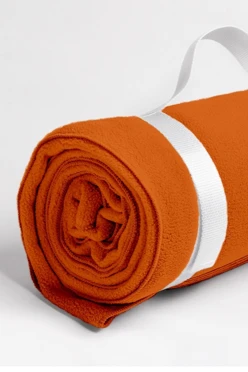 Плед Свиток (с ремешком и вставкой из оксфорда) флисовый 155х200 см, однотонный оранжевый