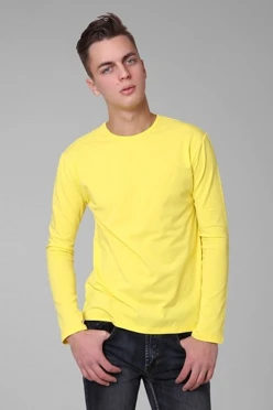 Лонгслив Атлетик Плюс унисекс, однотонный лимонный