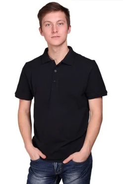 Поло х/б унисекс (РАСПРОДАЖА), однотонная черная