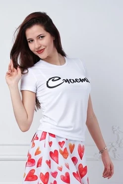 Футболка Астер из примы женская, однотонная "Счастье"