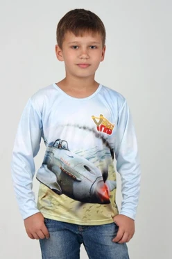 Лонгслив Гэлэкси Плюс детский из примы с полной запечаткой