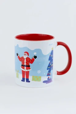 Кружка цветная внутри с цветной ручкой, с полной запечаткой "Новый год"