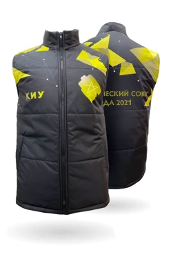 Жилет Портер на синтепоне со стежкой унисекс, с полной запечаткой "КИУ"