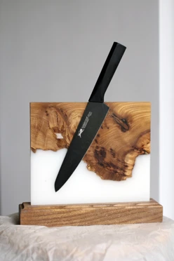 Магнитный держатель для ножей из дерева со смолой, 30х25 см