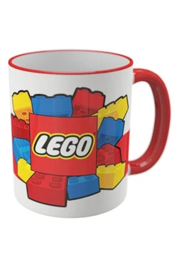 Кружка с цветной каймой и ручкой, с полной запечаткой "Lego city"