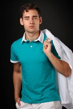 Поло Найт унисекс, комбинированная голубая