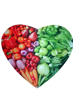 Коврик для мыши в форме сердца 5 мм, с полной запечаткой "Овощи"