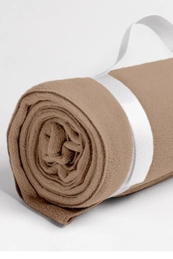 Плед Свиток (с ремешком и вставкой из оксфорда) флисовый 155х170 см, однотонный бежевый