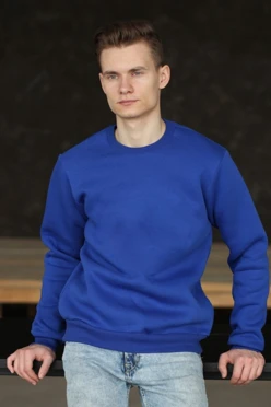 Свитшот Тревис из футера унисекс, однотонная синяя