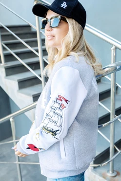 Бомбер Стайл из футера унисекс, однотонный "Fight"