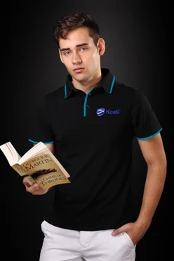 Поло Лайн унисекс комбинированная "Kcell"