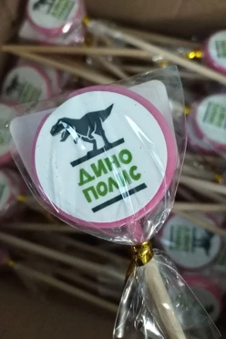 Леденец 3,5 см со съедобной картинкой с 1 стороны "Дино Полис"