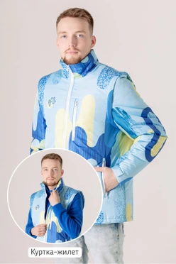 Куртка-жилет Фрост без капюшона на синтепоне унисекс, с полной запечаткой