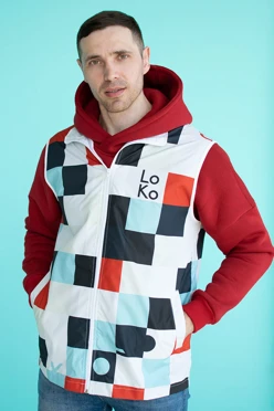 Жилет Брендон без капюшона унисекс, с полной запечаткой "Сubes"