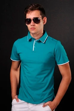 Поло Лайн унисекс, комбинированная голубая