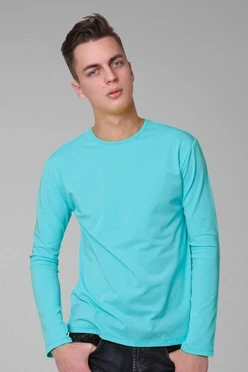 Лонгслив Атлетик Плюс унисекс, однотонный голубой