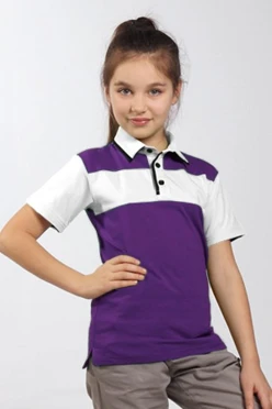 Поло Темп детская, комбинированная фиолетовая с белой вставкой